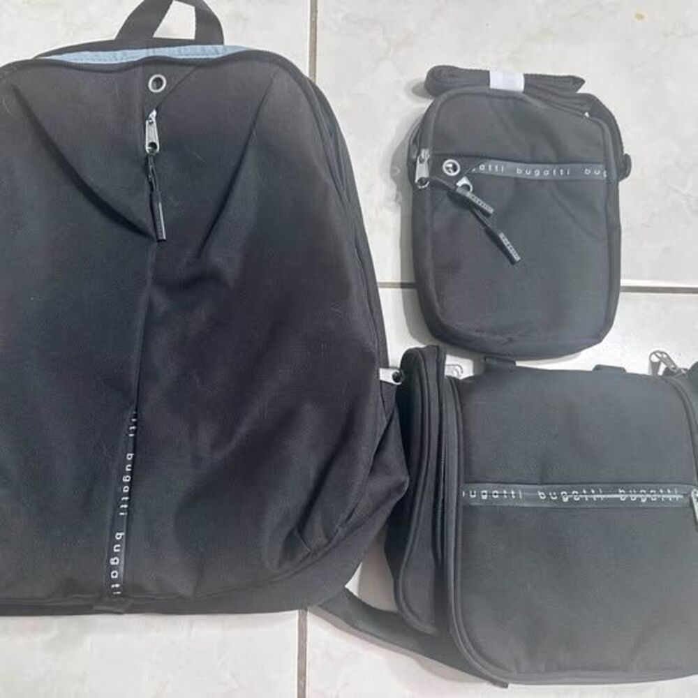 Bugatti 3-Piece Bag Set - Backpack, Crossbody, and Toiletry Bag